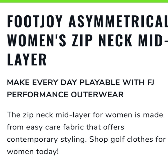 FootJoy Pullover Asymmetrical 1/2 zipper - Picture 10 of 11